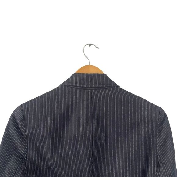 Theory Women's Blazer Jacket Size 10 Slim Fit, Blue White Stripes Double Button - Picture 5 of 14